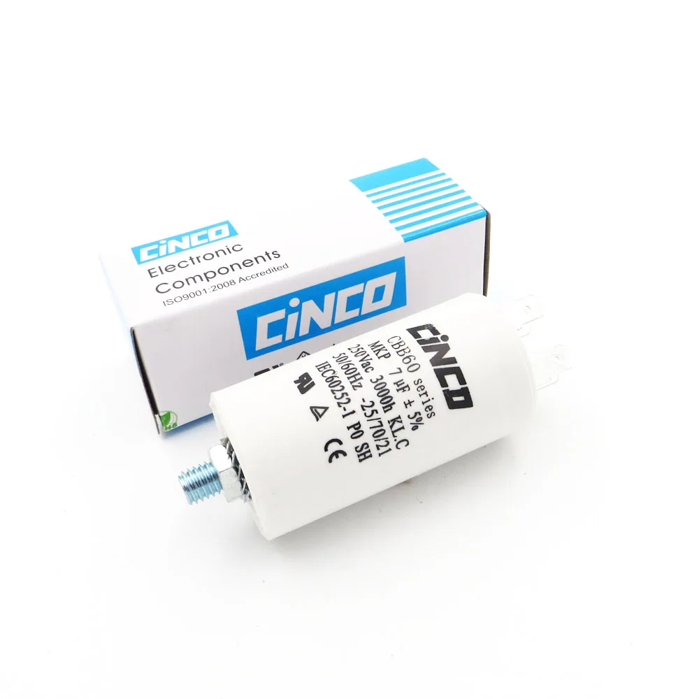 7 MFD 250VAC CBB60 моторные конденсаторы 4pin SH DB полипропиленовая Пленка Ac 250V 220V Водяной