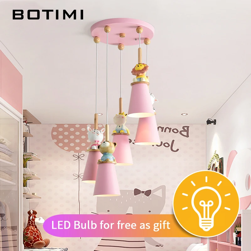 BOTIMI Grils' светодиодный подвесной светильник для спальни детей мультфильм розовый подвесной светильник Теплый и милый подвесной Детский Светильник