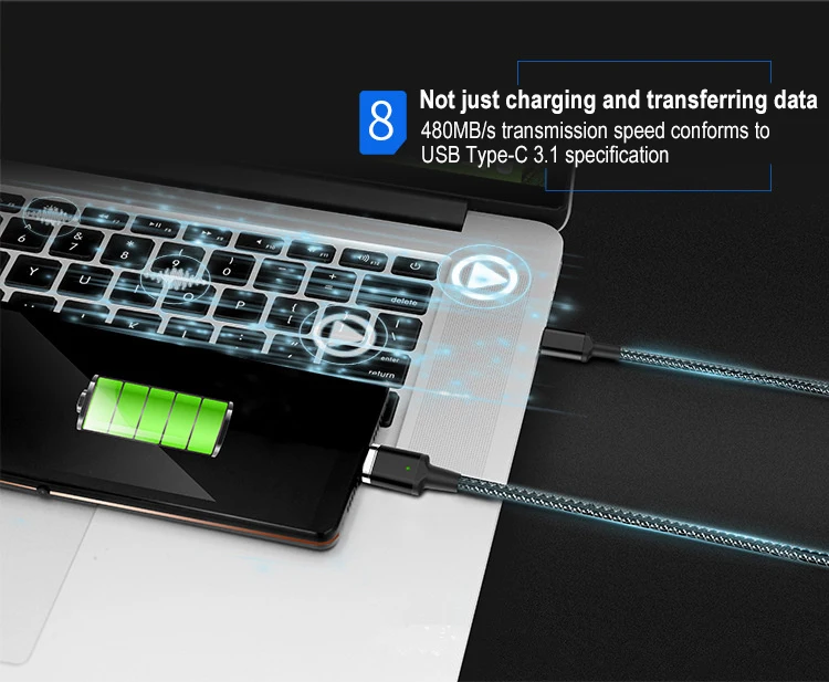 Магнитный 5А PD кабель USB C к USB C type C кабель для быстрой зарядки данных зарядное устройство папа-папа для MacBook Pro для samsung для Google