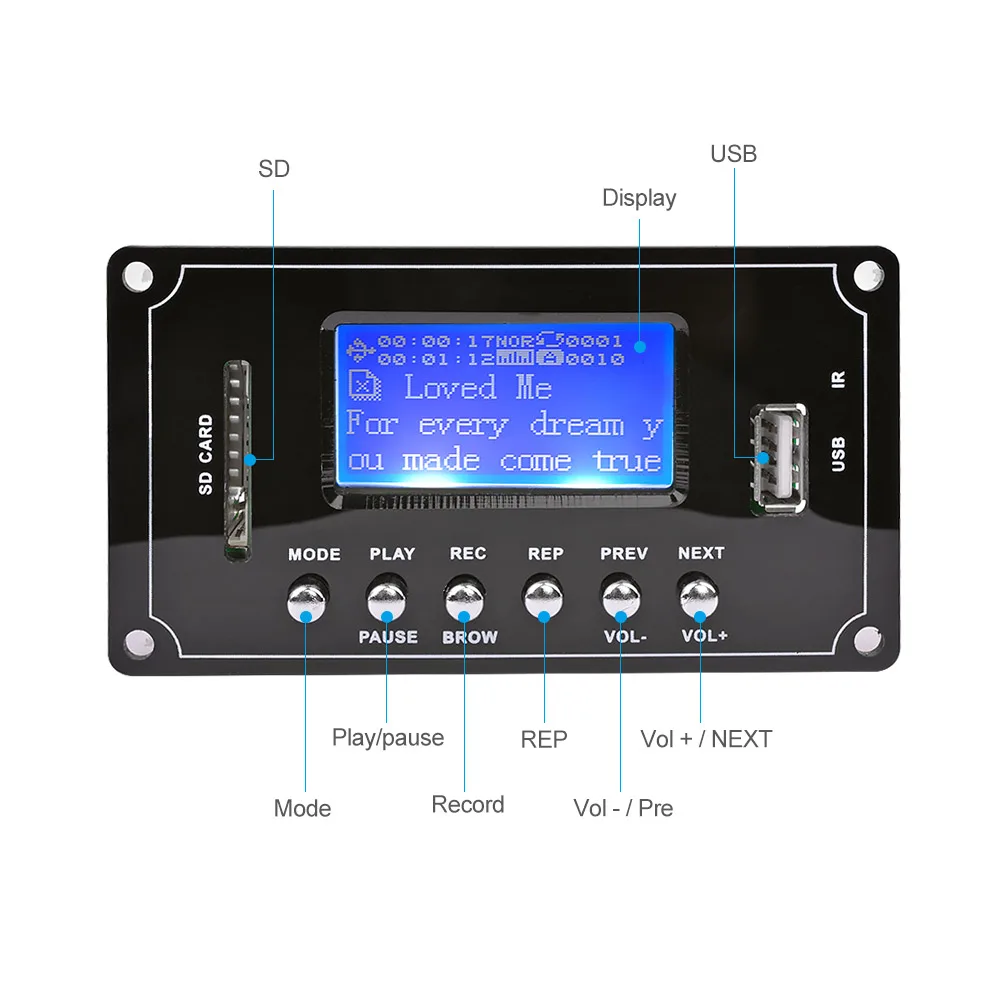 AIYIMA MP3 декодер Беспроводной Bluetooth аудио доска 12 V WAV WMA FLAC декодирования модуль USB FM