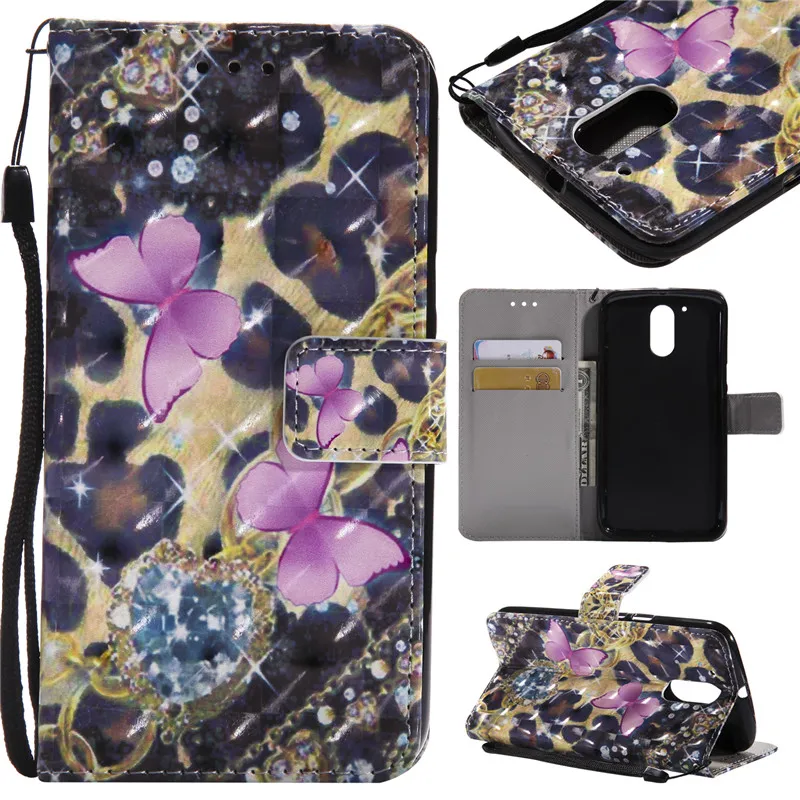 

Wekays 3D Cartoon Butterfly Windbell Leather Case For Motorola Moto G4 /Moto G4 Plus/ Moto G4 Play Silicon Wallet Covers Fundas