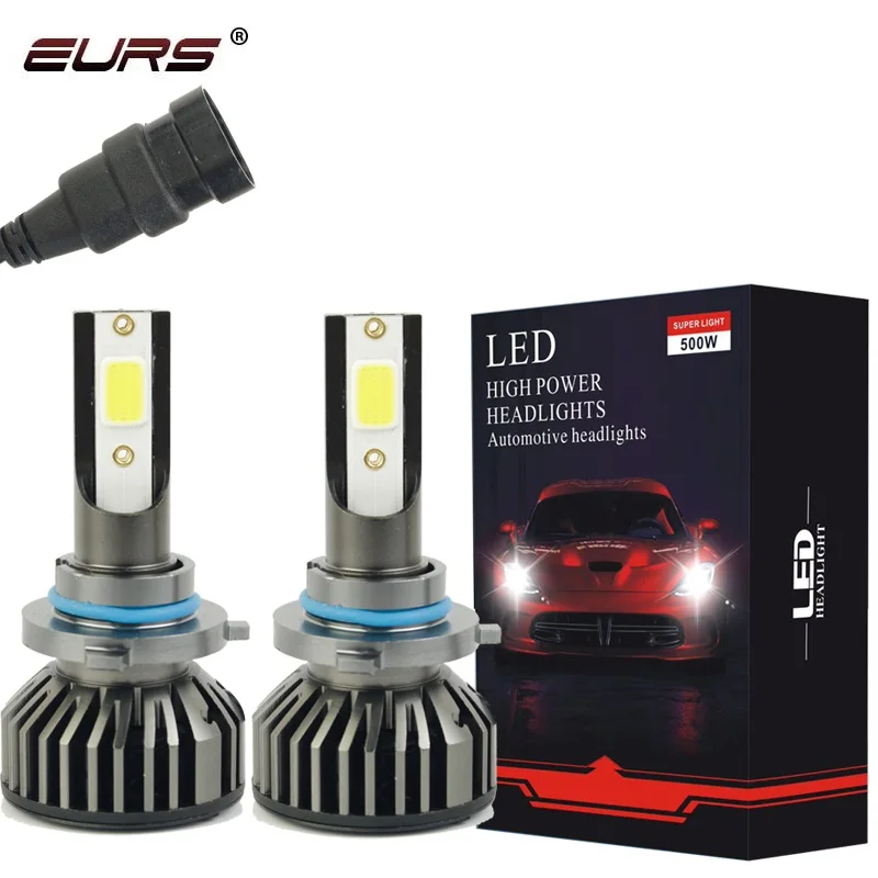 EURS 2 шт. mif2 фар автомобиля H7 светодиодный H4 светодиодный H1 H11 H3 H1 9006 9005 9012 48 Вт 6600LM 6000K 12V 24V авто фары противотуманная фара COB лампы