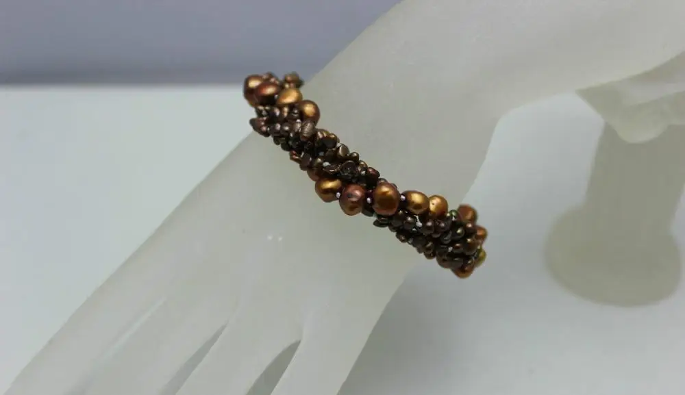 5strands twist brown 4-8mm freshwater pearl bracelet 9INCH &gt&gtfree shipping | Украшения и аксессуары