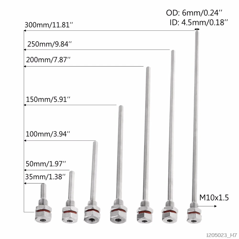 Hot New L35-300mm Thermowell Stainless Steel M10X1.5 Thread OD6mm For Temperature Sensor XJ5 | Инструменты