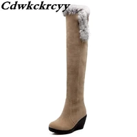 winter new pattern round head flat bottom non slip slope heel keep warm thickening over the knee snow land woman boots 34 39