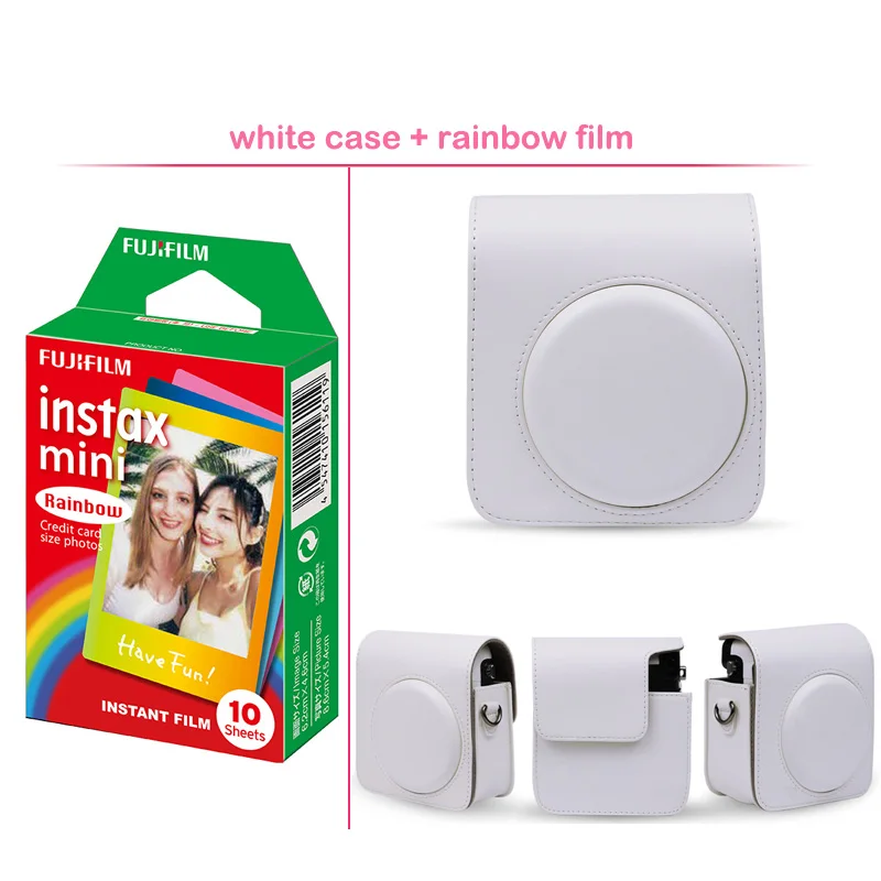 white kit 2 Geniune Fujifilm Instax Mini мгновенная цветная пленка с защитной из искусственной кожи чехол для камеры Сумка для Fuji Instax Mini 70 камера - Цвет: white kit 2