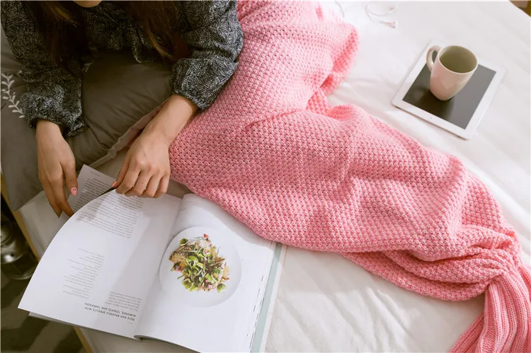 Одеяло с хвостом русалки вязаное одеяло рыбьим для путешествий домашний диван