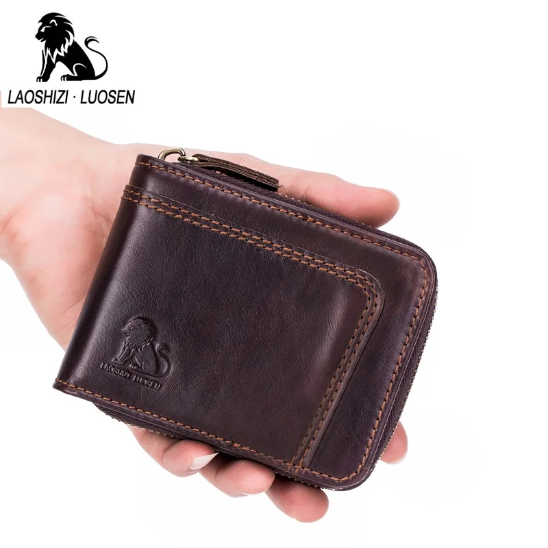 LAOSHIZI LUOSEN мужские кошельки из натуральной коровьей кожи RFID Блокировка
