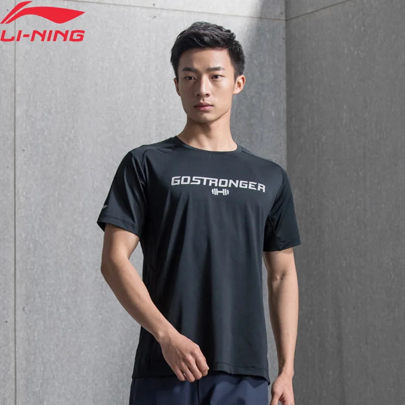 Li Ning Для мужчин тренировочная Футболка Slim Fit 87% полиэстер 13% спандекс подкладка