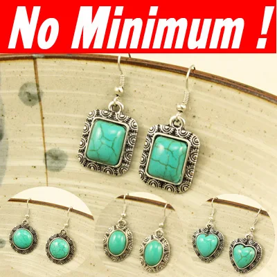 Нет минимального заказа! Посеребренные Высокая мода 2016 Зеленый Камень Серьги