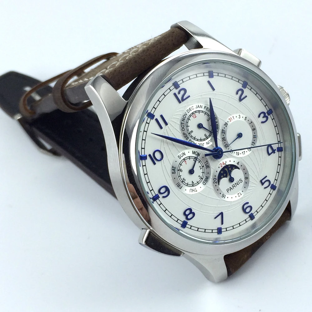 Многофункциональные автоматические мужские часы с белым циферблатом 44 мм |