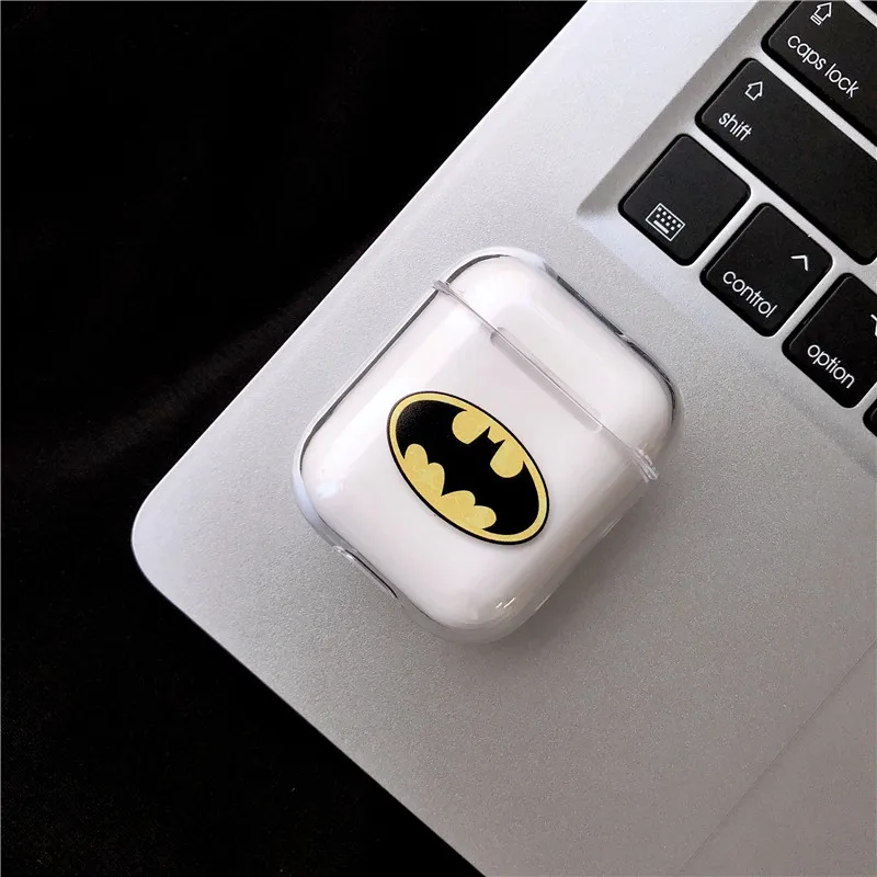 Прозрачные беспроводные Bluetooth наушники чехол для Apple Airpods 1 2 Защитная крышка Marvel Капитан Америка Бэтмен Супермен
