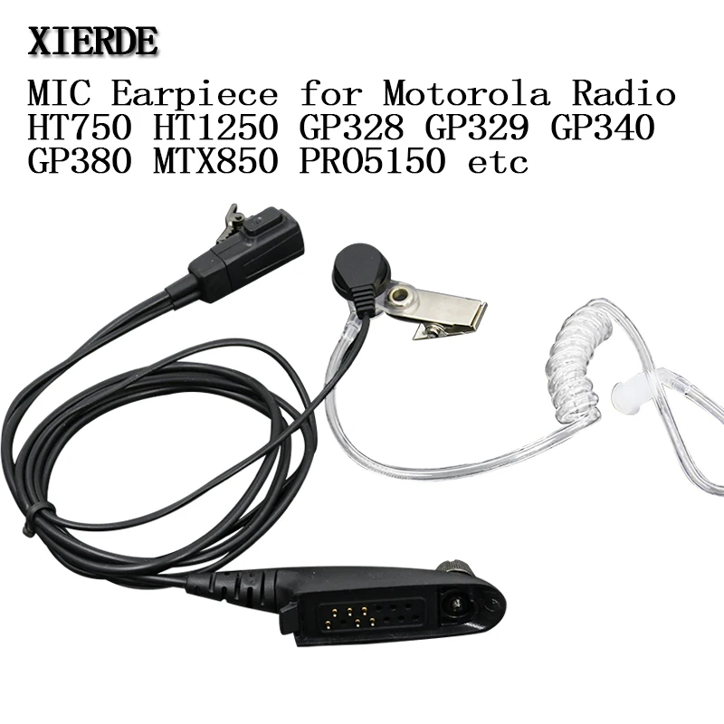 XIERDE Air Acoustic Tube Noise Prevent Earphone for Motorola Walkie Talkie Radio GP328 GP338 GP380 PTX760 HT750 With Mic PPT | Мобильные