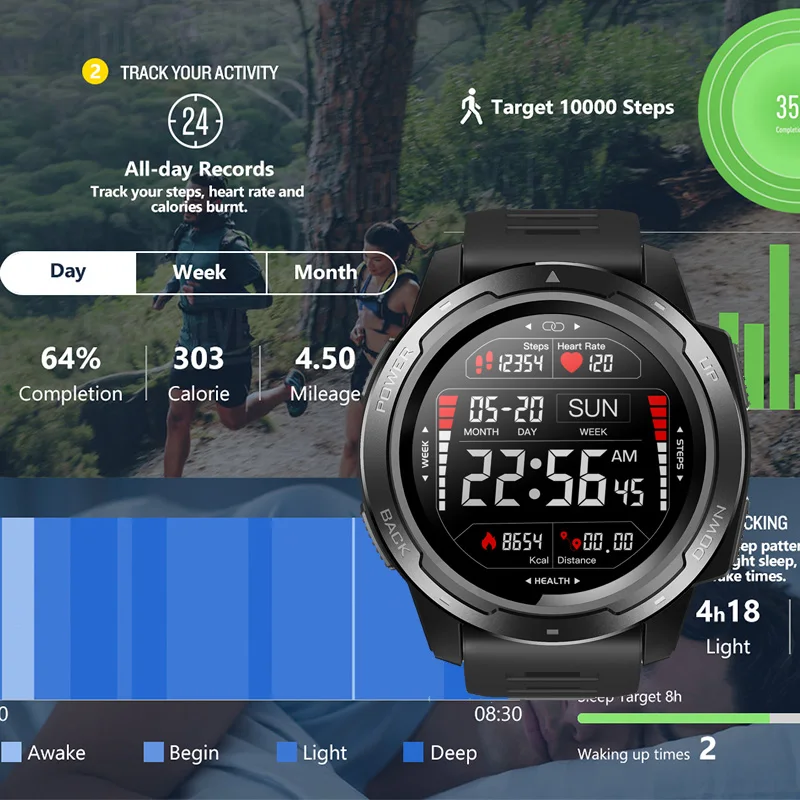 Zeblaze VIBE 5 IP67 Водонепроницаемый пульсометр долгий срок службы батареи цветной