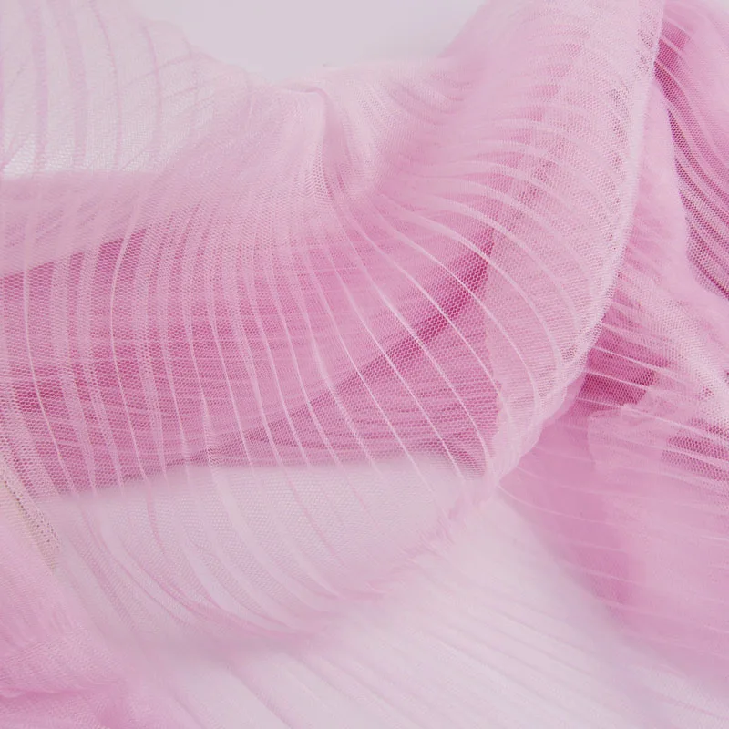pink 10 метров, ширина 150 см, гофрированная плиссированная сетчатая кружевная ткань, модная перспективная ткань для свадебного платья, летнее шитье ручной работы - Цвет: pink