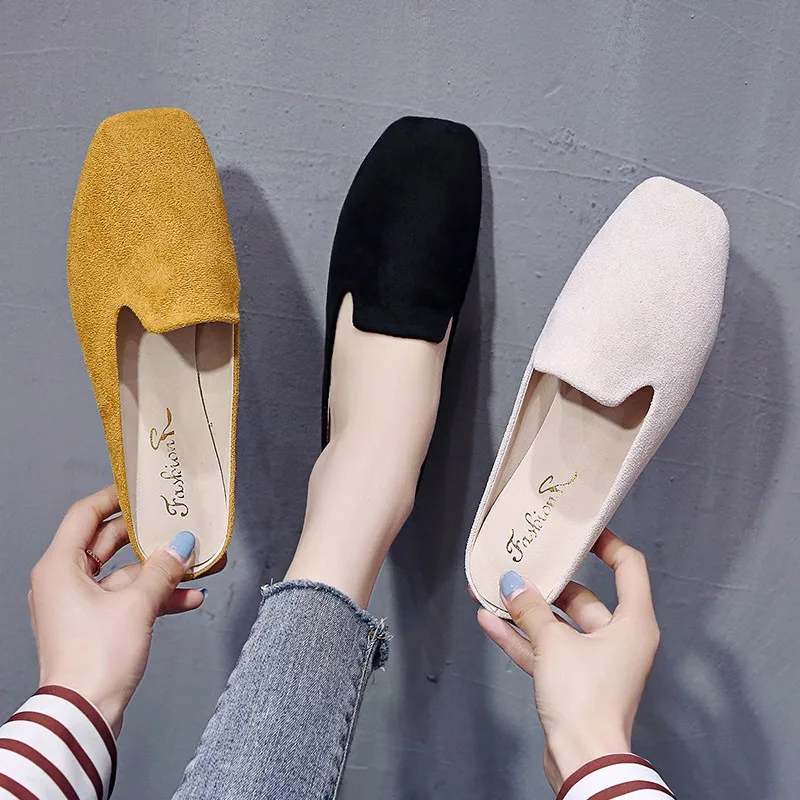 Туфли без задника женские туфли на плоской подошве шлепанцы женская летняя обувь