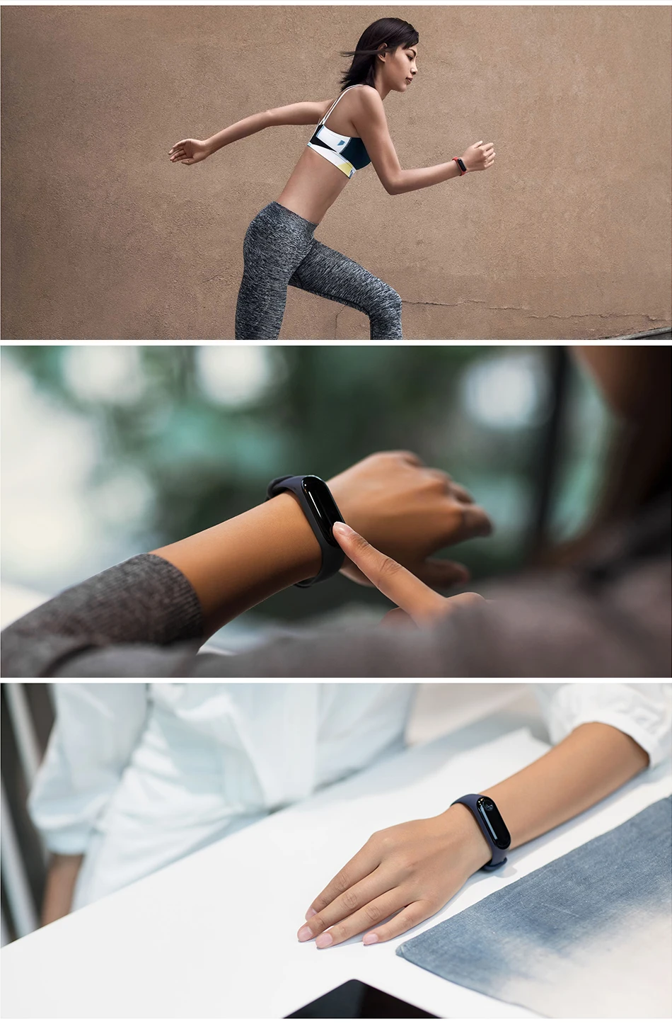 Xiaomi mi смарт-браслет 3 фитнес-браслет mi Band 3 большой сенсорный экран OLED сообщение время сердечного ритма Smartband