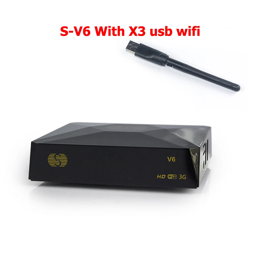 [Подлинный] S-V6 Мини HD DVB-S2 спутниковый ресивер V6 Поддержка карты обмена Newcamd xtream колесо ТВ youtube USB Wifi бисс ключ - Цвет: with usb wifi