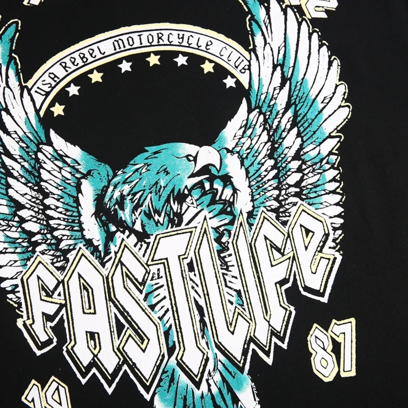 Мини-платье женское с принтом орла в стиле панк модное свободное стильное черное