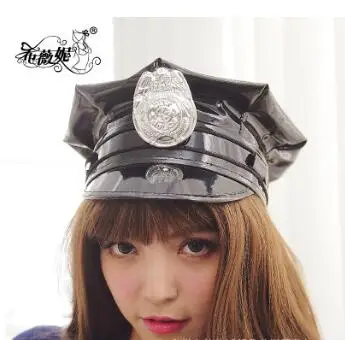 Halloween Party Sexy Cool Girl Black Police Costume Adult Women Check Pattern Cop Officer Costume Cosplay Cap