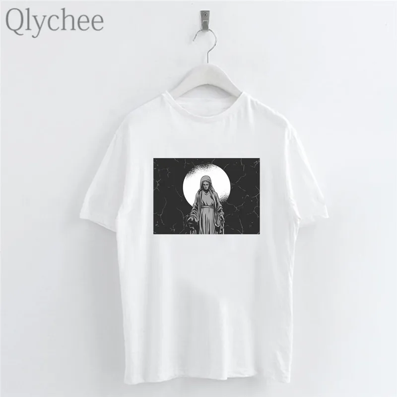 Qlychee Harajuku Devil Series Nun женские футболки с принтом Футболки вырезом лодочкой и
