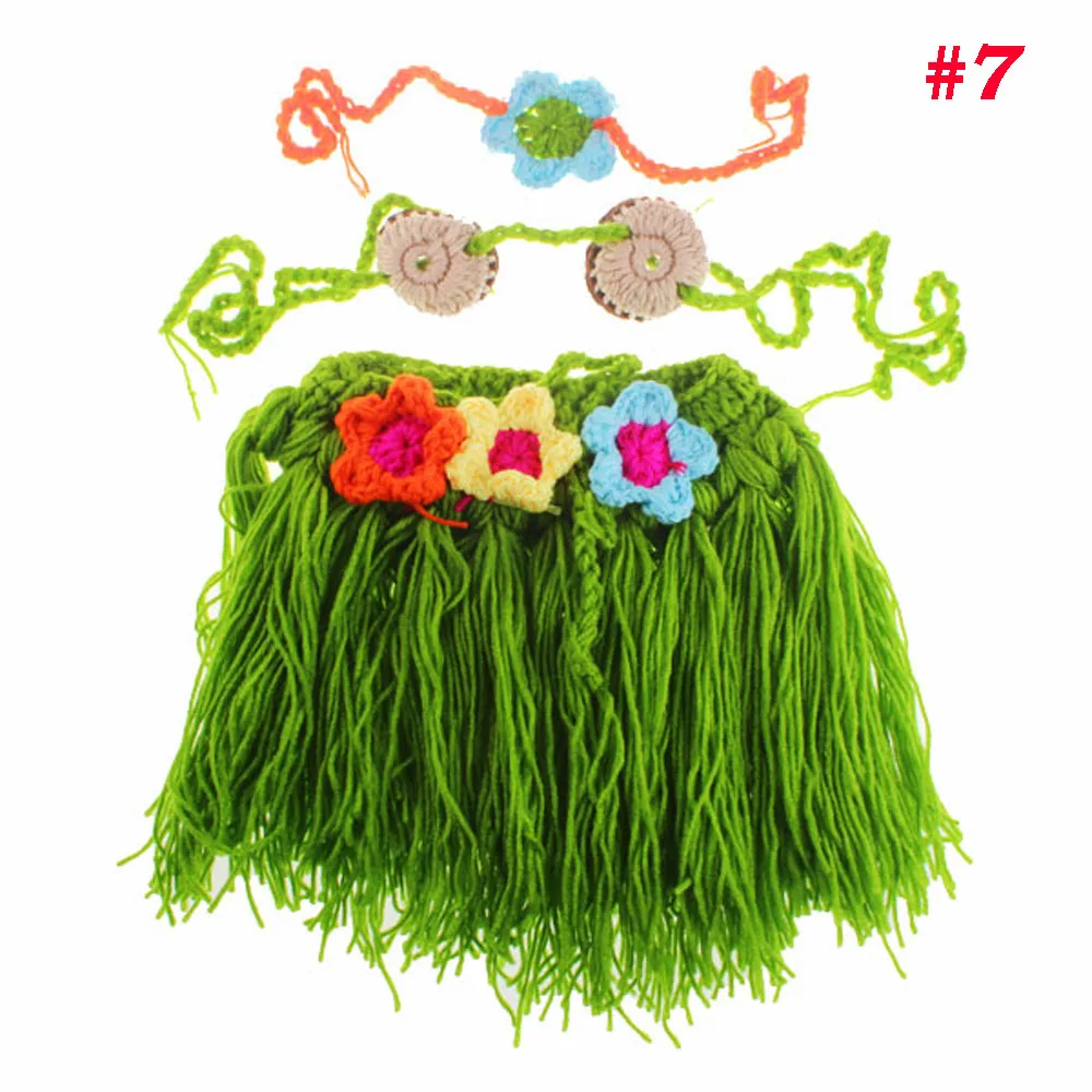 flower Hula Skirt Ручной работы крючком фотографии реквизит вязаный, для новорожденных шапка для мальчиков и девочек костюм пожарный ковбой Супер Марио SG043 - Цвет: flower Hula Skirt