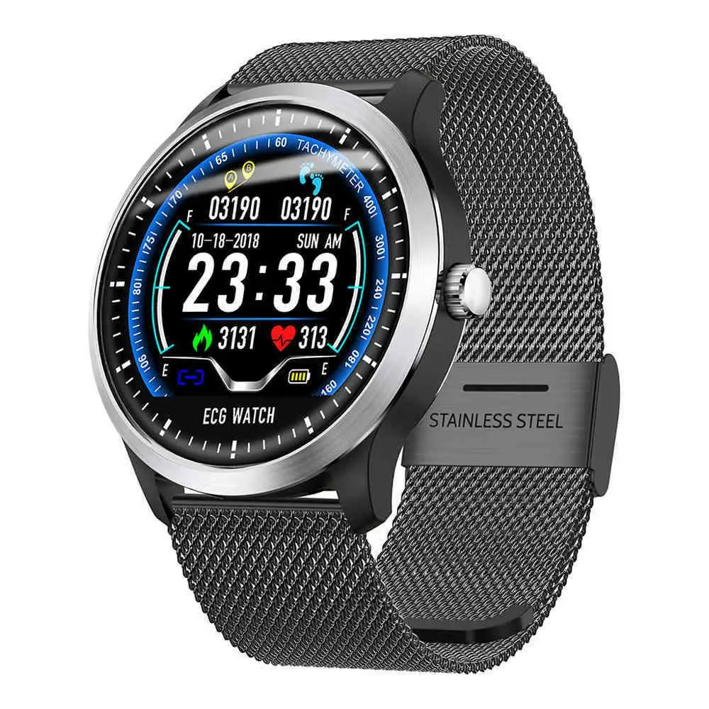 black Vorke VKT4 ЭКГ PPG умные часы мужские с электрокардиограммой дисплей пульсометр кровяное давление смарт-Браслет фитнес-трекер PK N58 - Цвет: black
