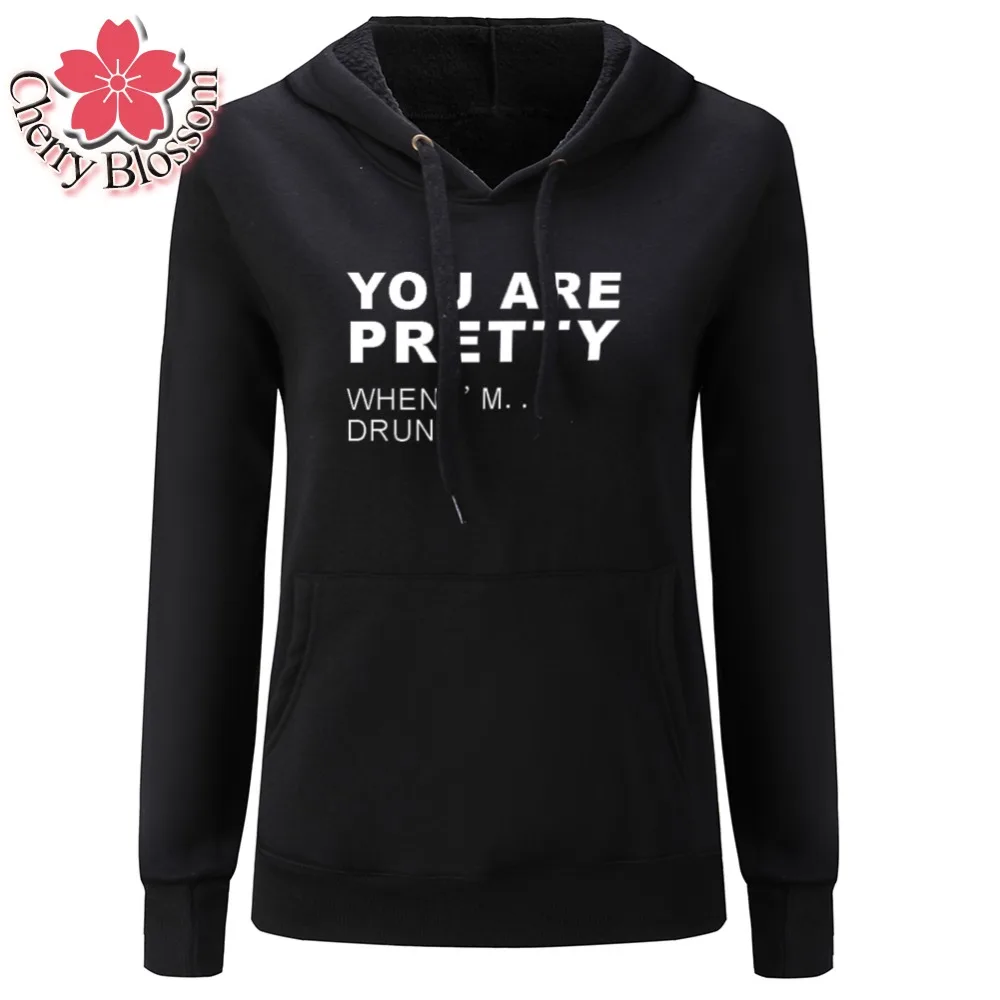 Cherry Blossom Harajuku Hoodies Winter Thick Warm Sweatshirts Hooded Sweat Women Casual Feminina Loose Pullover Jumper | Женская одежда