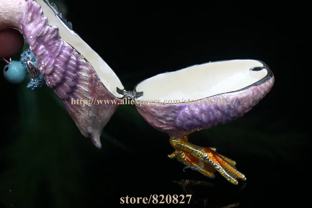 Goose Bejeweled Trinket Enamel Pewter Box Pewter Alloy Hinged Mallard Duck  Goose Keepsake Box,