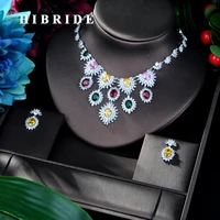 hibride elegant shinny high quality cubic zirconia jewelry set for women multicolor earringnecklace jewelry set women gift n 56