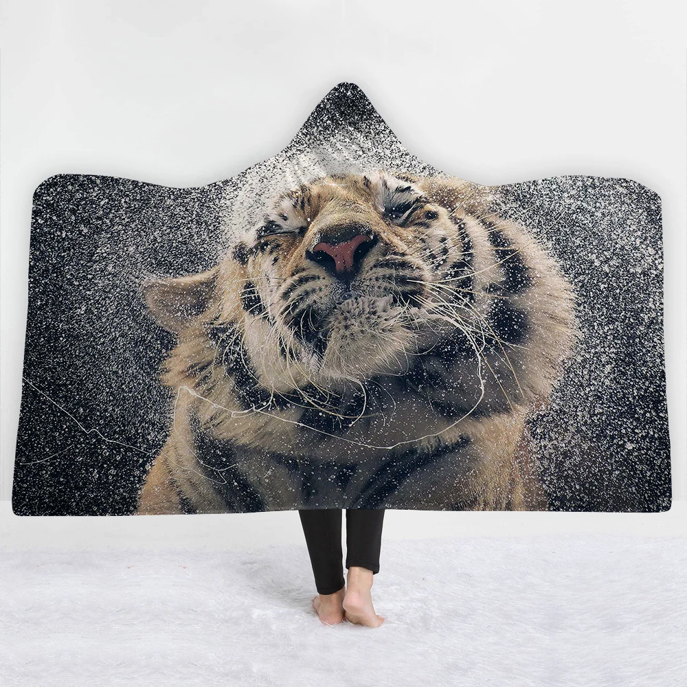 Tigers fierce Blankets hats Modern style bedroom sofa gray soft comfortable high quality lovely animal blanket | Дом и сад