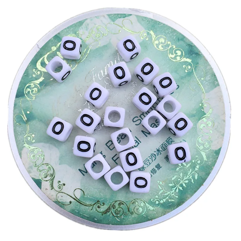 

New Arrival 2600PCS/Lot 6*6MM Cube Square Alphabet letters Beads Single Initial O Printing Plastic Jewelry Findings Letter Beads