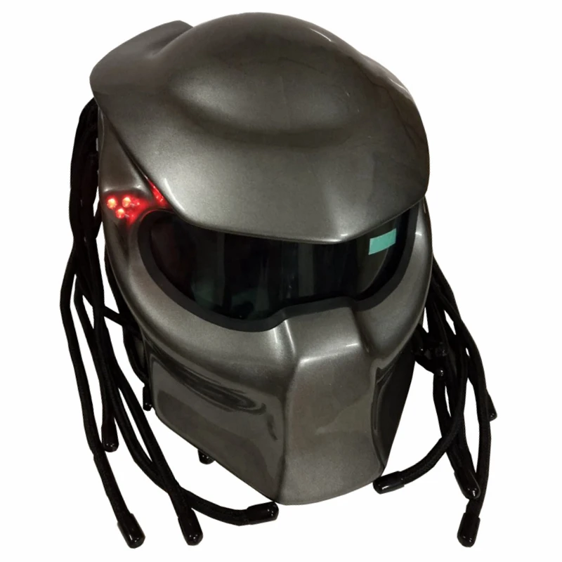 Kopen 2020 Masei Nieuwe Bright Grey / Matte Grey Predators Masker Helm Glasvezel Iron Man Motorhelm Volledige Gezicht Dot M-XXL