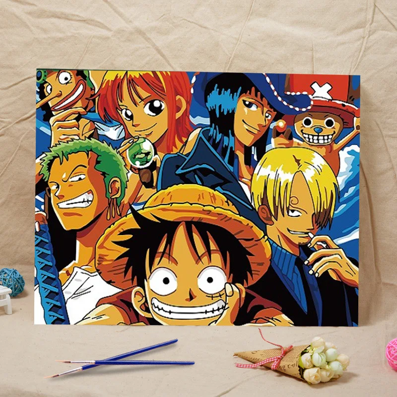 MOLEK ONE PIECE Луффи картина маслом по номерам детская живопись на холсте