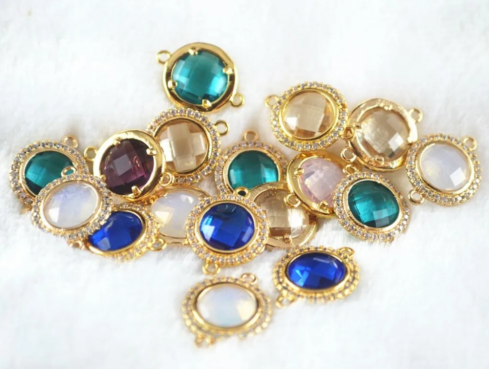 

Zircon for 18 * 14 mm beads mixed color natural crystal texture stone frame connector charm bracelet pendant