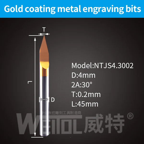 

WeiTol твердосплавные гравировальные биты V-образные 4 мм