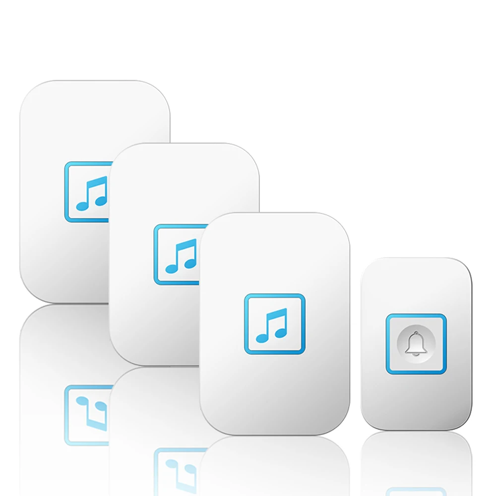 1 button 3 receiver Беспроводной дверной звонок CACAZI, водонепроницаемый, 1, 2, передатчик, 1, 2, 3, приемник, умный дом, звонок, батарея, колокольчик, США, ЕС, Великобритания, разъем AU - Цвет: 1 button 3 receiver