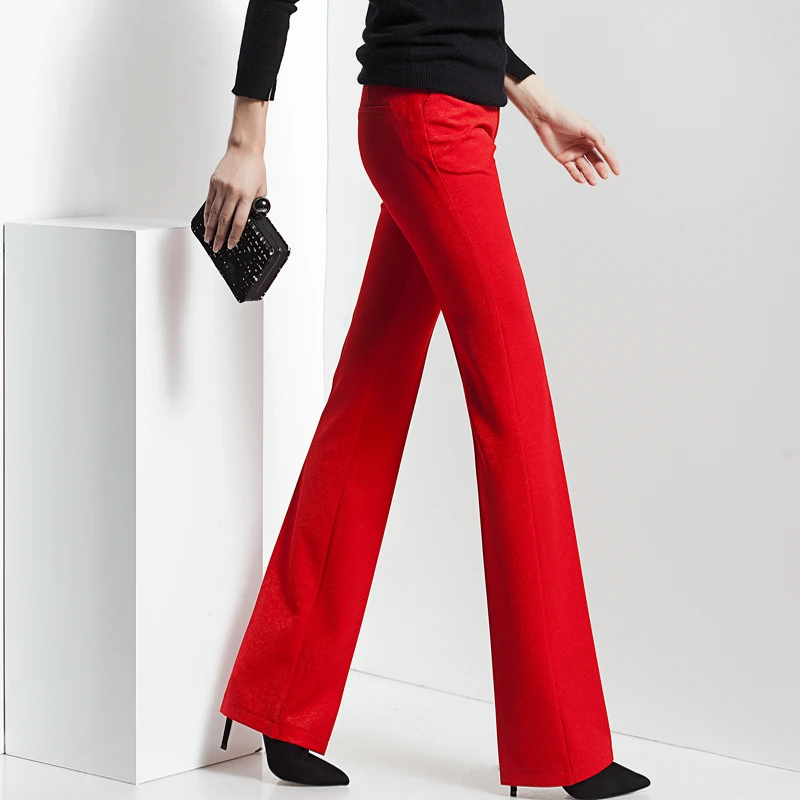 2019 spring and autumn new red high waist female women girls plus size brand Straight pants trousers clothing clothes | Женская одежда