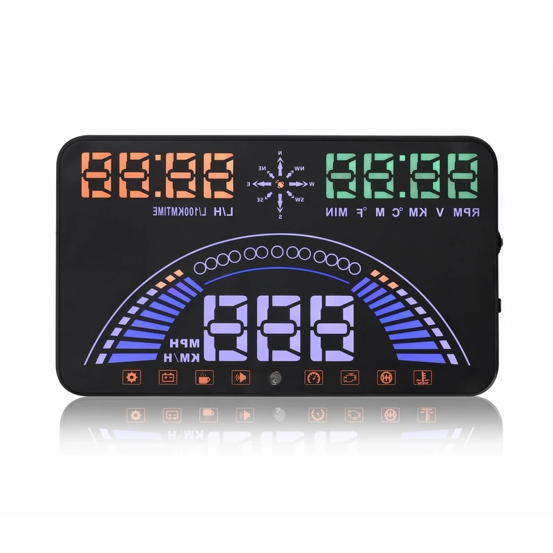 5.8&quot Large Screen S7 HUD Head Up Display Combing OBD and GPS Two Systems Engine Fault Alarm Dynamic Speed Over Speeding Warning |
