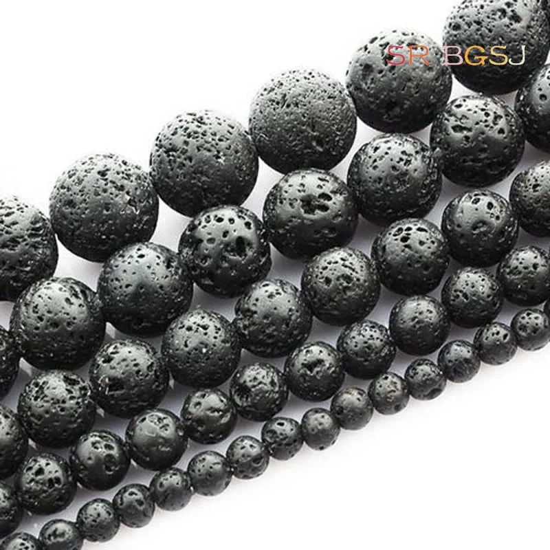 Free Shipping Lowest Price 4 12mm Jewelry DIY Findngs Loose Round Black Lava Natural Stone Spacer Beads 15inch|spacer beads|beads free shippingprices