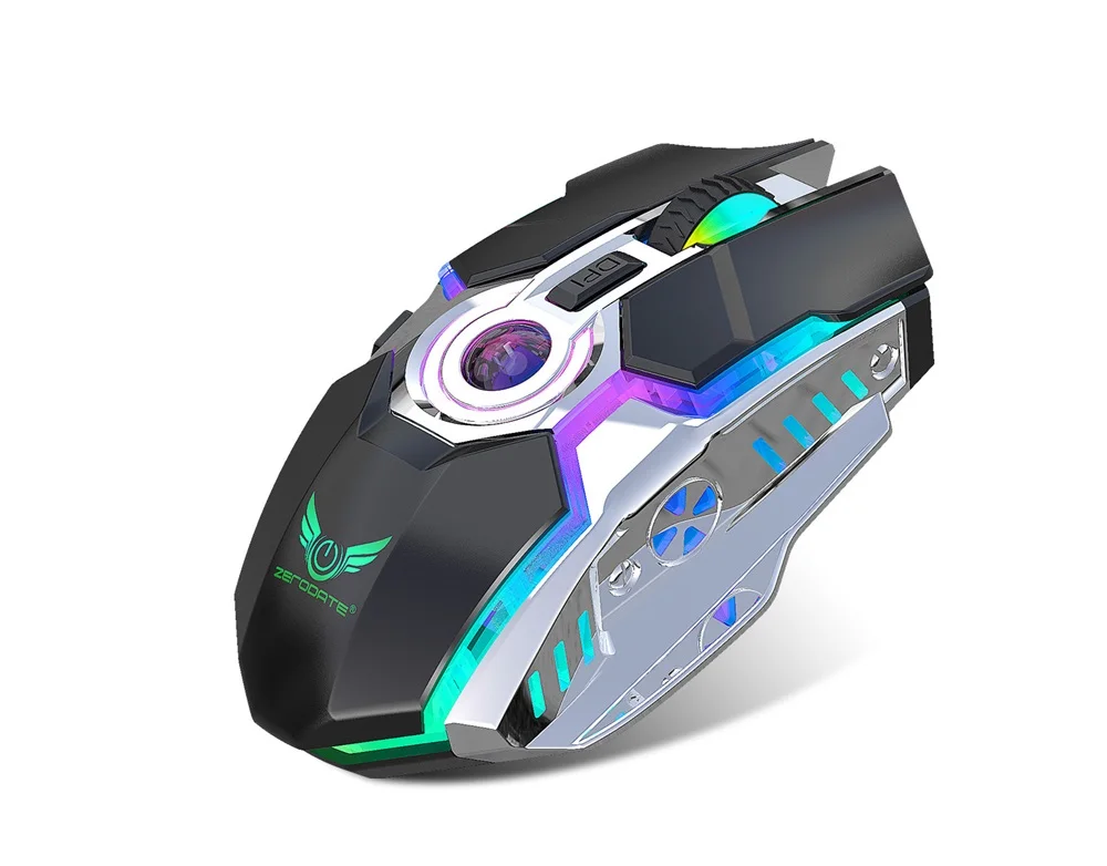 Zerodate T30 перезаряжаемая 2,4 ГГц Беспроводная мышь эргономичная RGB подсветка ноутбук мышь для ПК