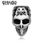 Бусины в стиле панк REAMOR с черепом из нержавеющей стали 316l, бусины в европейском стиле с большим отверстием 8 мм, бусины-подвески сделай сам для изготовления мужских браслетов, ювелирных изделий