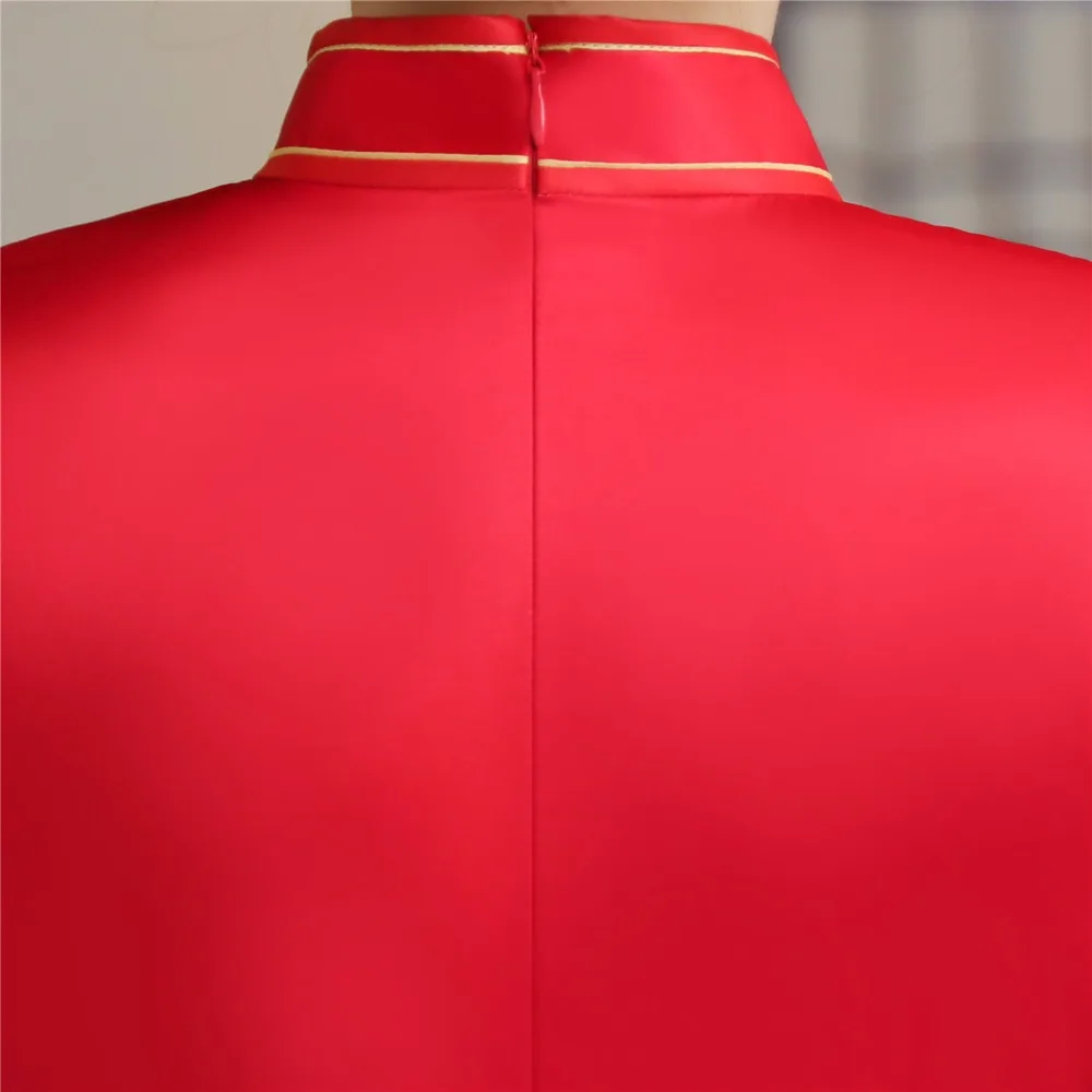 Шанхай история искусственного шелка Qipao Платье длинное Cheongsam национальный тренд платья короткий рукав тонкий Традиционный китайский платье для женщин