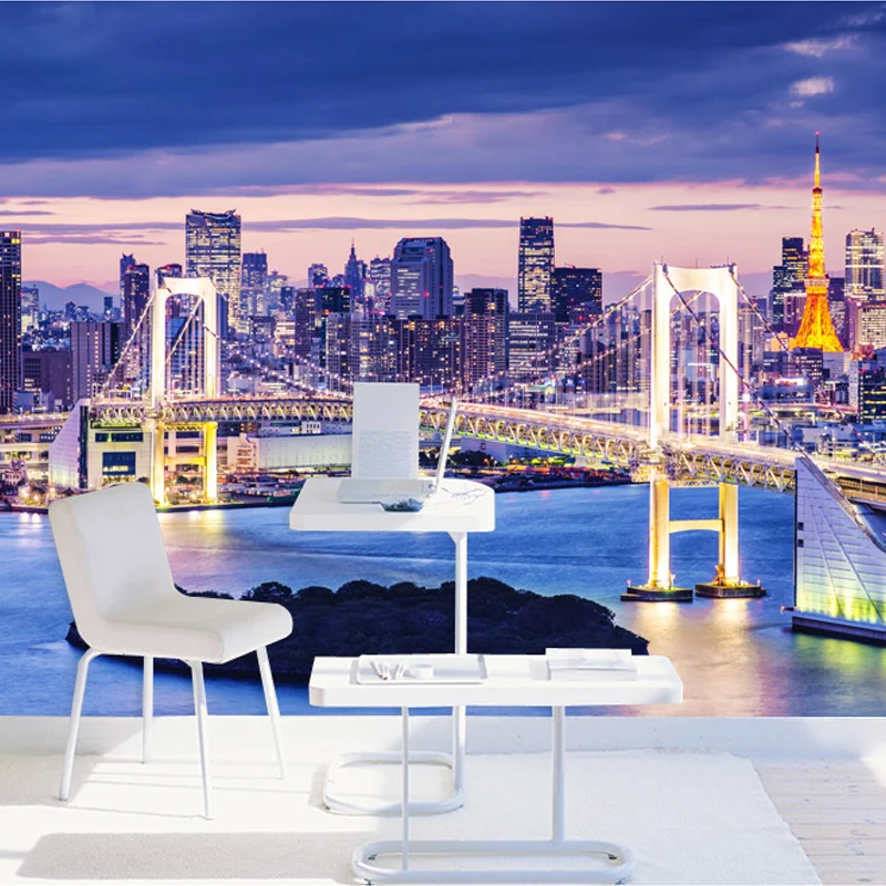 Настенная бумага для росписи на заказ Раскрашивание в спальню город Tokyo ночная