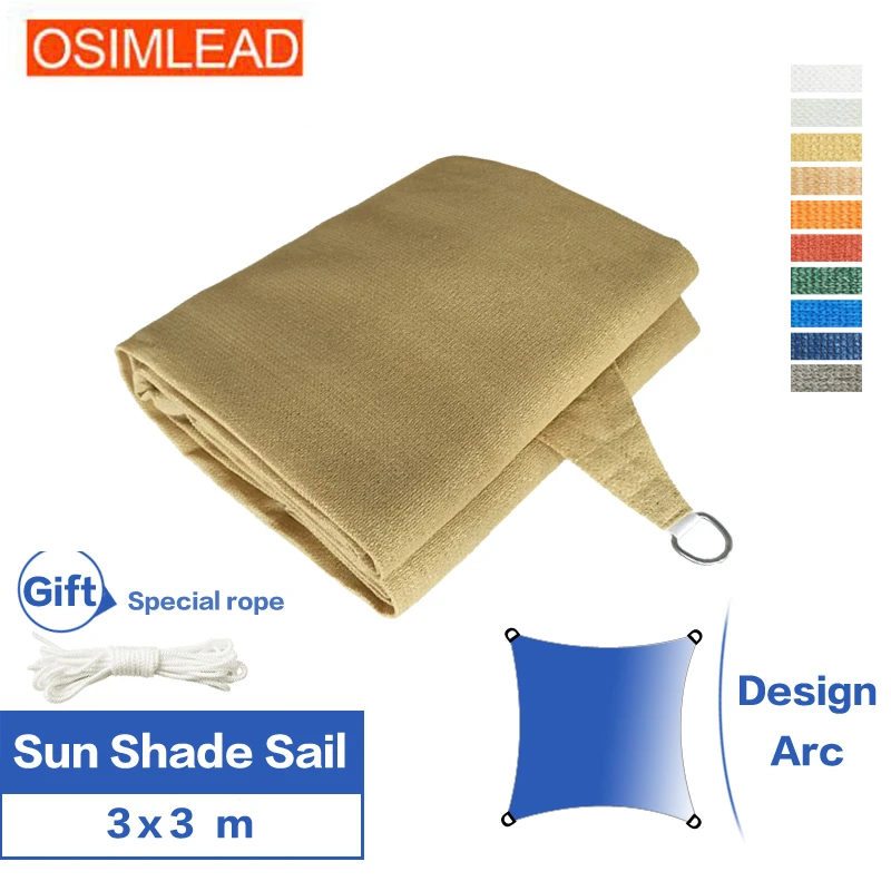 OSIMLEAD высококачественный 3*3 м 100% натуральный HDPE солнцезащитный парус | Дом и сад