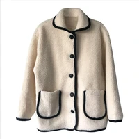 high quality 2019 new winter jacket coat korea dongdaemun small fragrance lapels lamb hair quilted jacket furry thickening women