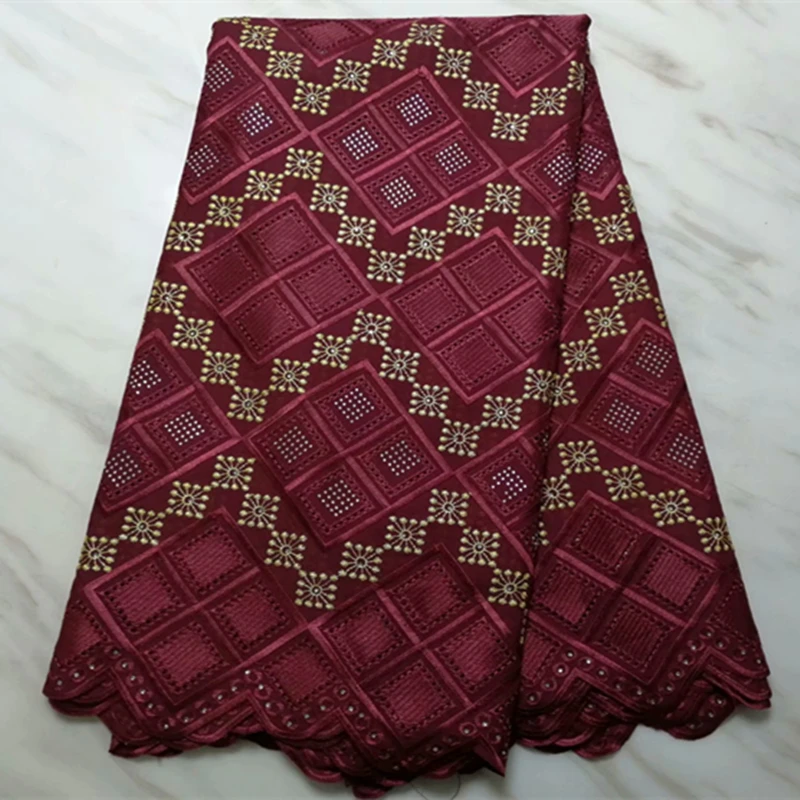 Чудесная пурпурная швейцарская вуаль кружевная ткань 2019 Африканский узор хлопок