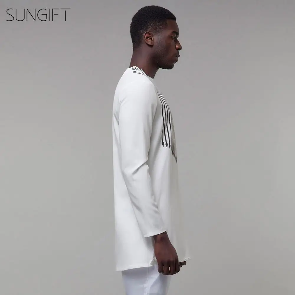 SUNGIFT Африканский Мужской Топ традиционная одежда с длинными рукавами Дашики Круглый Мужской воротник топ повседневная одежда с этническим принтом осенние сезоны