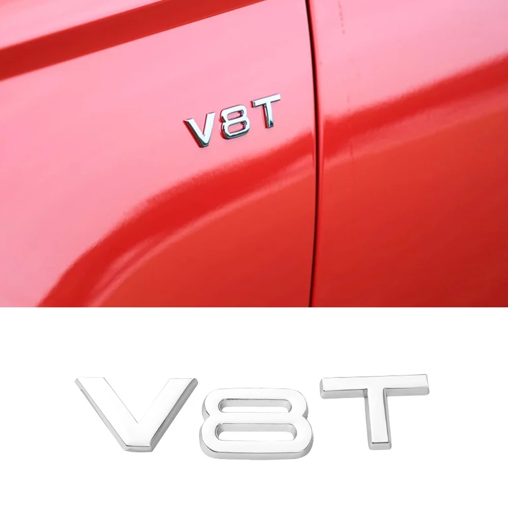 Письмо V8T сбоку наклейка на крыло для Audi A3 A6 C6 A4 B8 A5 A7 A8 A8L TT RS Q5 Q7 эмблемы Стикеры