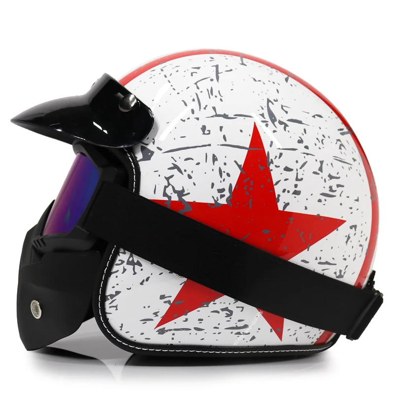 VOSS Ретро стиль мотоциклетного шлема Jet мотоцикл Casco Ретро 3/4 половина лица мотоциклетный шлем 052 - Цвет: c8